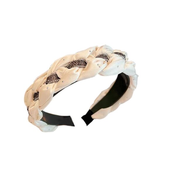 Women's Crystal Hair Bands Set Non Slip Wide Weaving Elegant Accessory - Picture 3 of 6